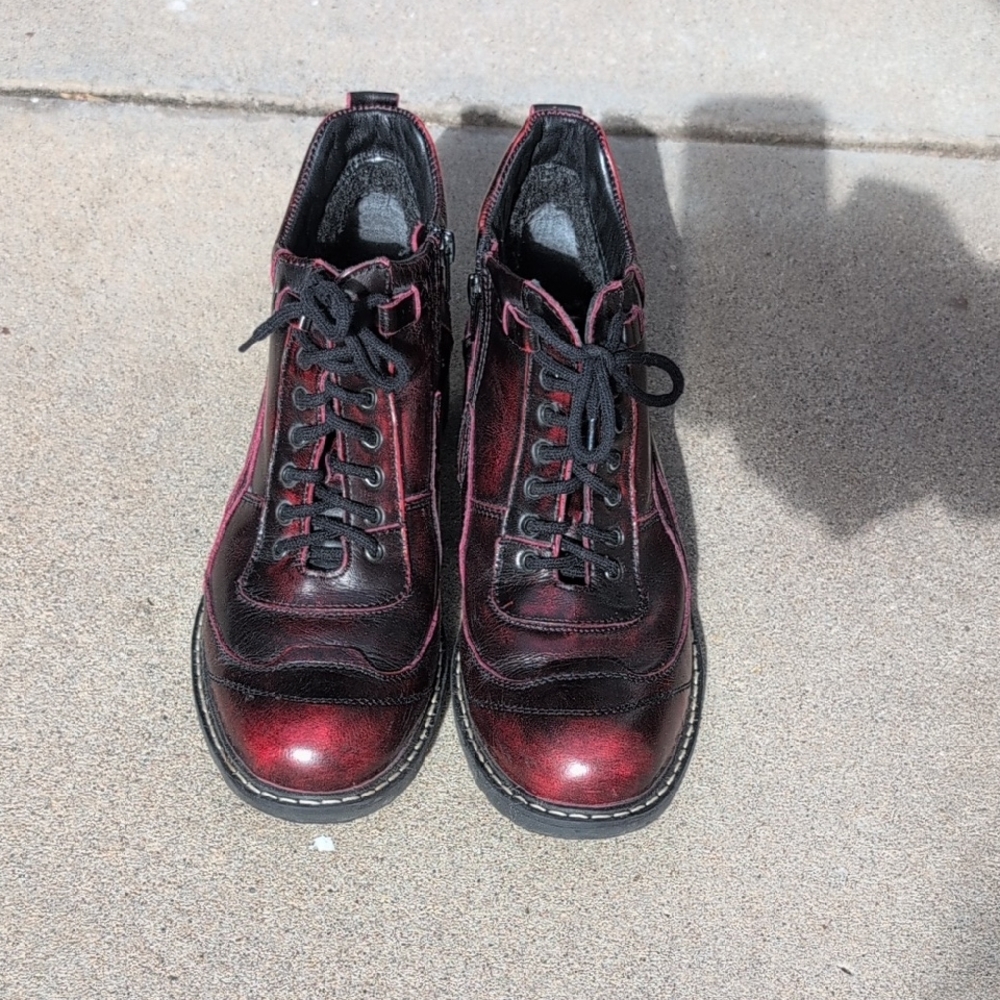 Unisex Black and Red Lace-Up Boots